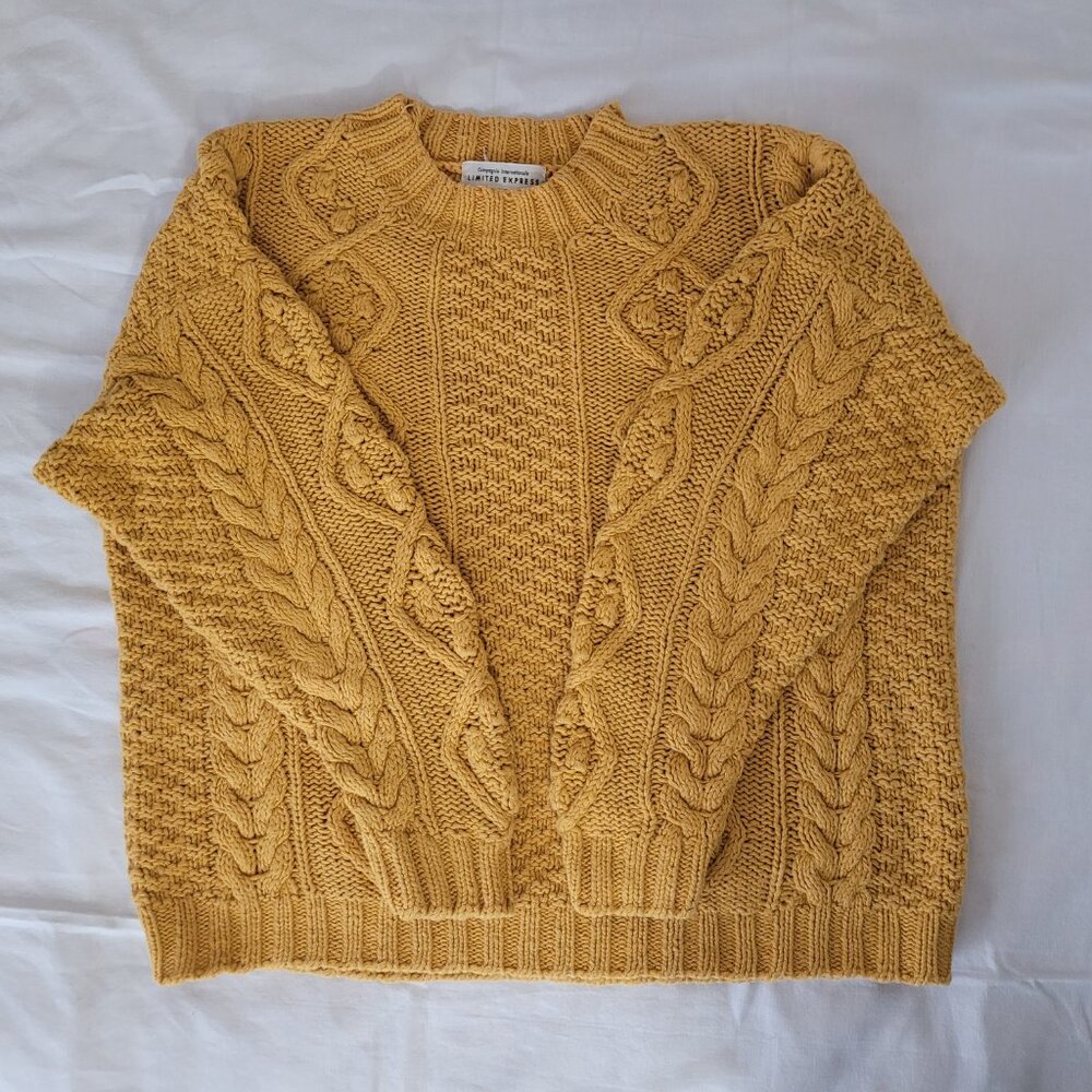 Vintage Yellow Cable Knit Sweater Pullover Limited Express Size S